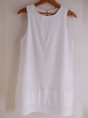Pinch White Sleeveless Mini Shift Linen Blend Dress